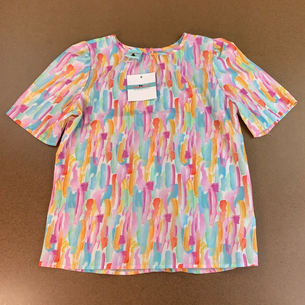 Haley And The Hound Women's Size XS Colorful Print Button Back Blouse NWT